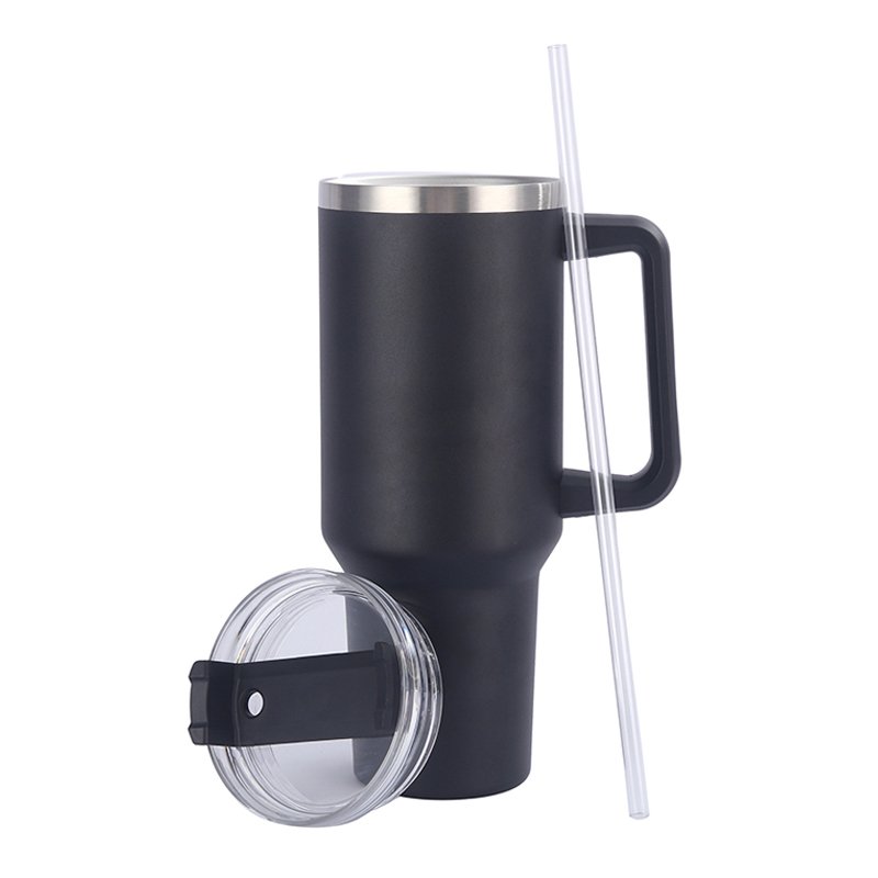 Custom Vacuum Insulated 40oz Travel Mug Flowstate Stainless Steel Tumbler With Straw And Handle