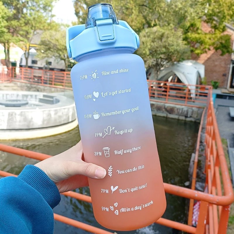 Hot Selling Vacuum Flasks With Bounce Cover Time Scale Reminder Frosted Cup With Cute Stickers Thermos Water Bottle Outdoor
