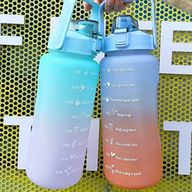 Hot Selling Vacuum Flasks With Bounce Cover Time Scale Reminder Frosted Cup With Cute Stickers Thermos Water Bottle Outdoor