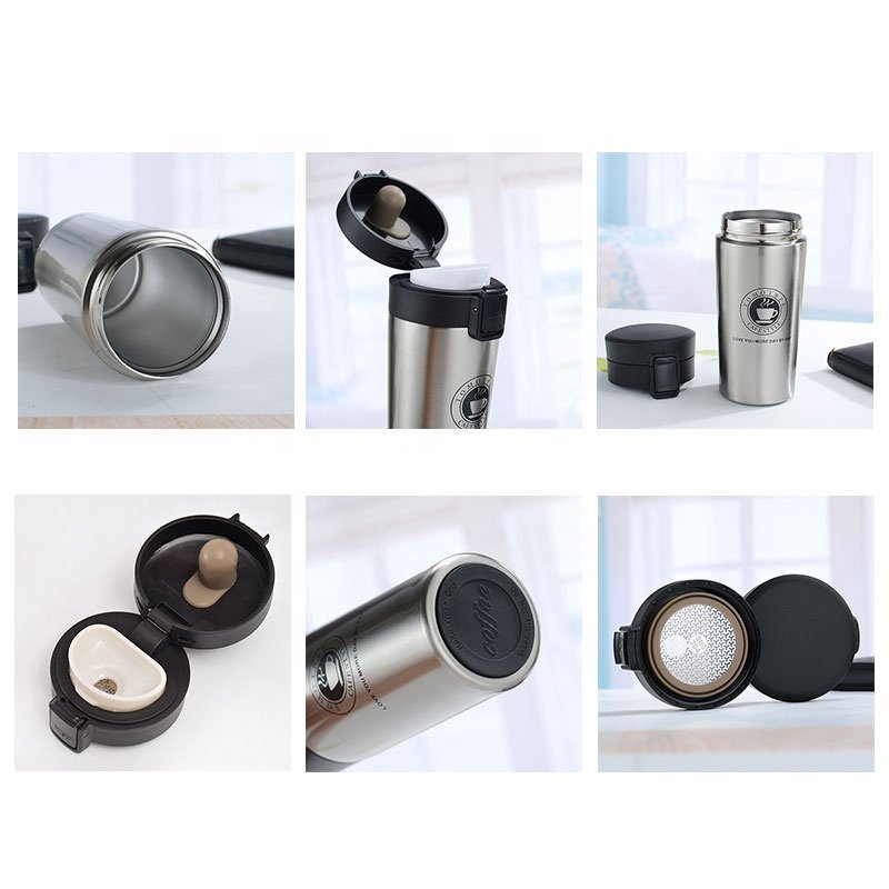 Multi Color 350ml 500ml double wall insulated stainless steel coffee mug travel tumbler thermos bottle cup