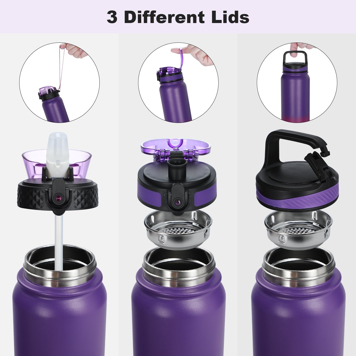 1000ml Double Wall Stainless Steel Tumbler Thermos Portable Vacuum Travel Water Bottle With Lid For Sports With Custom Logo