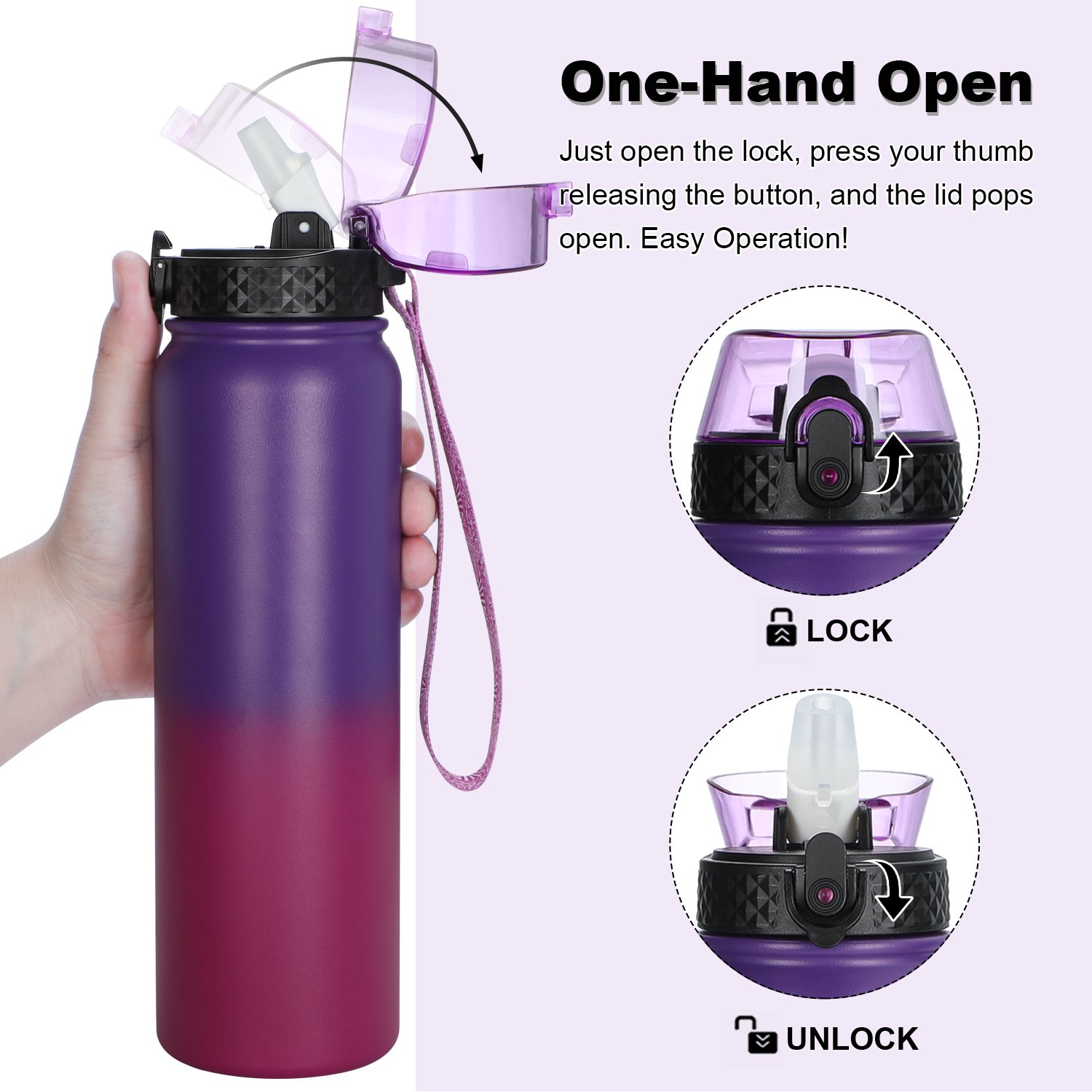 1000ml Double Wall Stainless Steel Tumbler Thermos Portable Vacuum Travel Water Bottle With Lid For Sports With Custom Logo