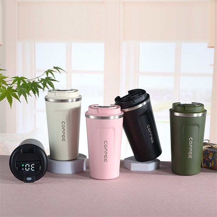 Termo digital Travel car electric 304 stainless steel tumbler LED display temperature control smart coffee mug