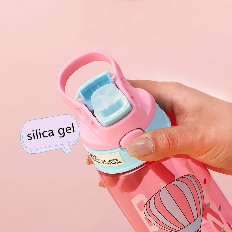 High Quality 480ml Eco Friendly Portable Plastic Kids Water Bottle with Flip Straw BPA Free Sippy Cups Kids Water Bottle