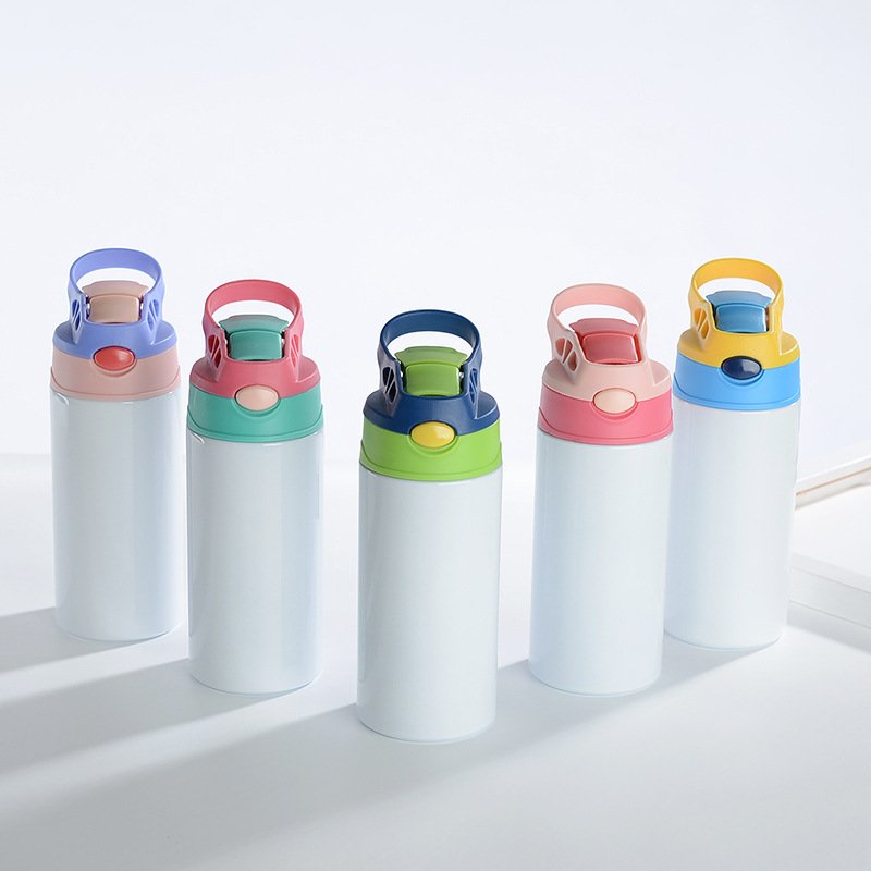 Children bottle 12oz stainless steel blank sublimation insulated double walled kids water bottle with sippy flip top