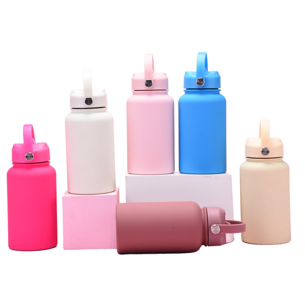 Custom Color Logo Portable 650 Ml School Eco Friendly Stainless Steel 304 Insulated Vacuum Flask Rubber Paint Water Bottle