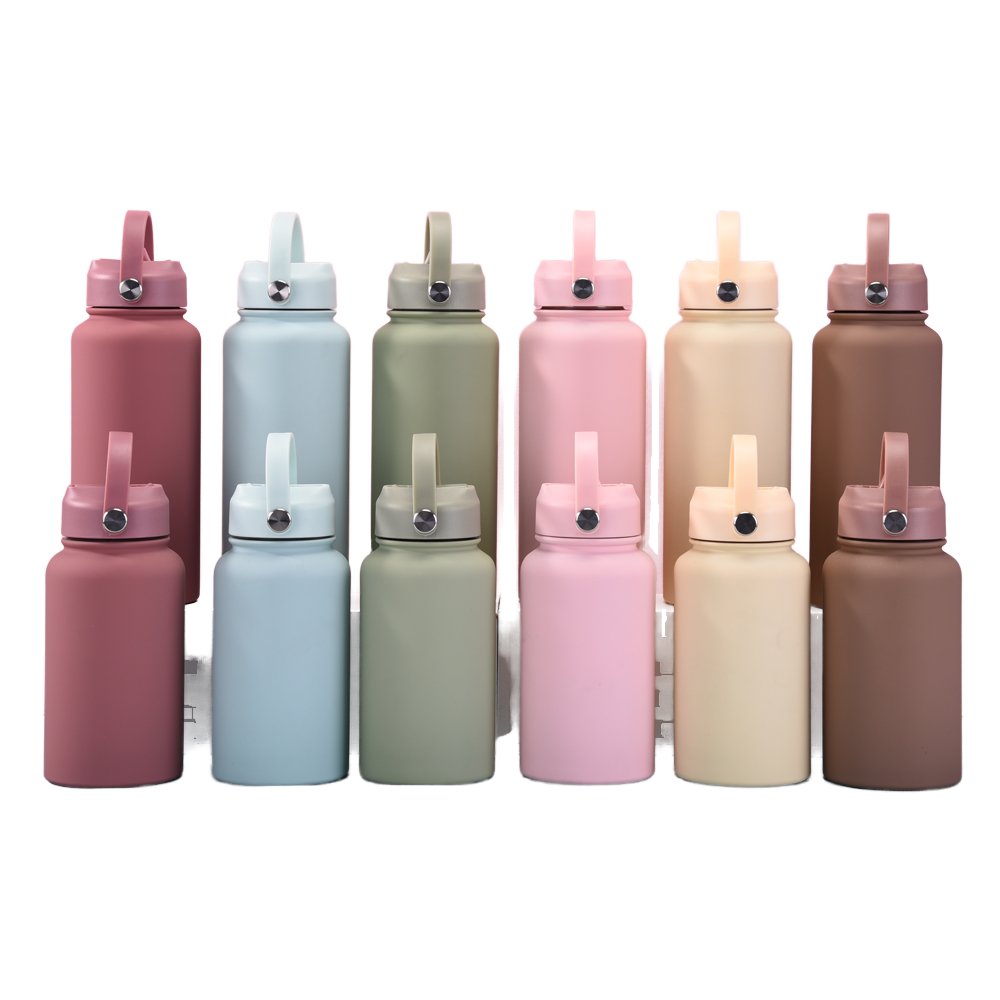 Custom Color Logo Portable 650 Ml School Eco Friendly Stainless Steel 304 Insulated Vacuum Flask Rubber Paint Water Bottle