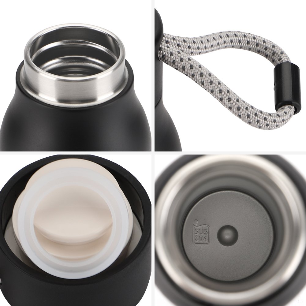 Stocked 20oz Custom Logo Insulated Double Wall Stainless Steel Sport Thermos Vacuum Flask with Rope Handle