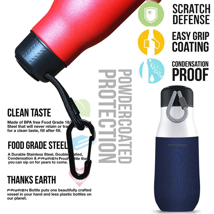Custom Logo lid double wall 304 vacuum stainless steel vacuum flask sport water bottles with handle