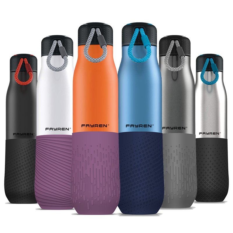 Custom Logo lid double wall 304 vacuum stainless steel vacuum flask sport water bottles with handle