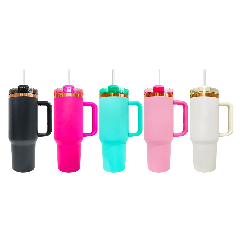 25pack RTS stainless steel powder coated vacuum insulated copper plated travel mug 40oz tumbler for laser engraving