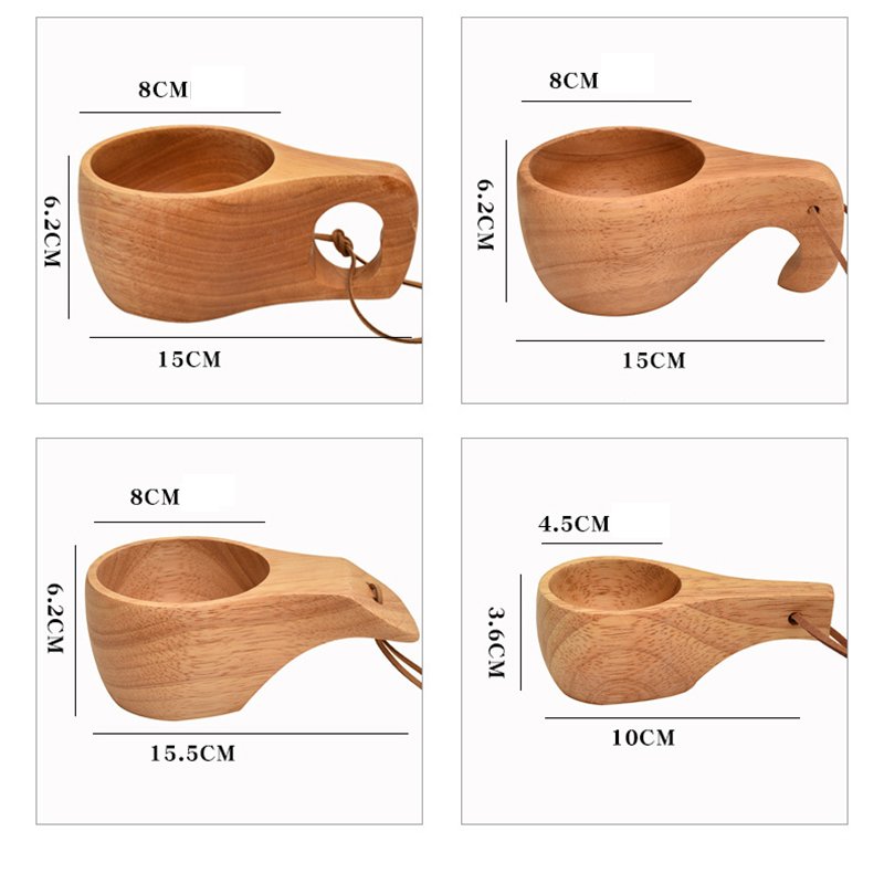 Nordic Style Custom Logo,Outdoor Portable Reusable Natural Mugs Rubber Wooden Cup