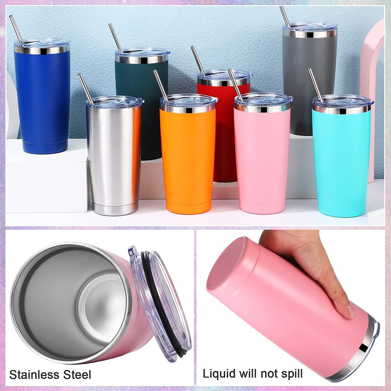 Yiyuan Hong Travel Coffee Mug with Lid 20 oz Insulated Coffee Mug Stainless Steel Double Wall Camping Coffee Cup Spill Proof
