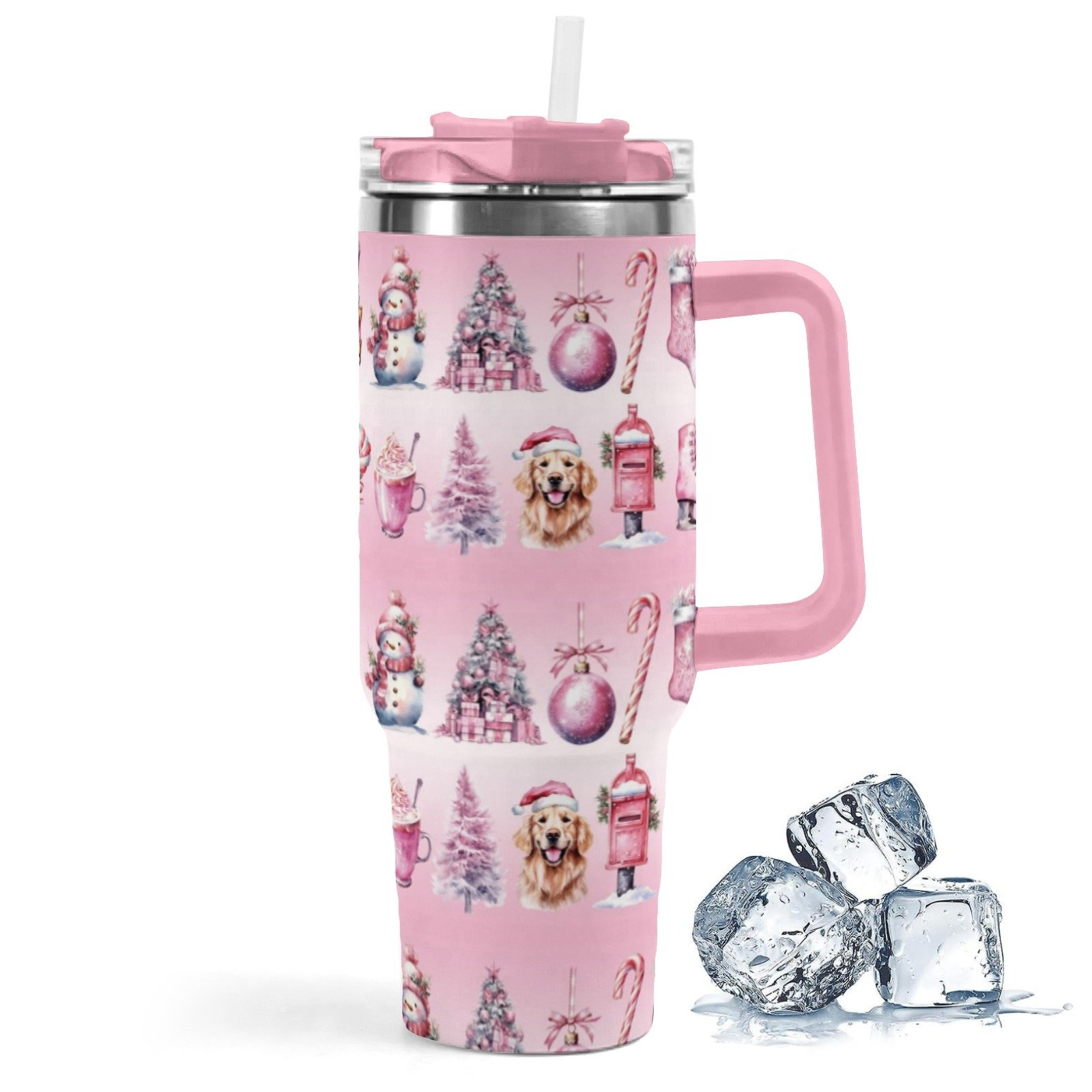 Christmas Nutcracker Stainless Steel Insulated Travel Mugs Coffee Cup Lid Water Bottles 40OZ Handle Tumbler for Holiday Gifts