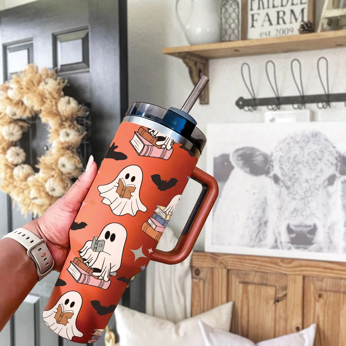 Christmas Nutcracker Stainless Steel Insulated Travel Mugs Coffee Cup Lid Water Bottles 40OZ Handle Tumbler for Holiday Gifts