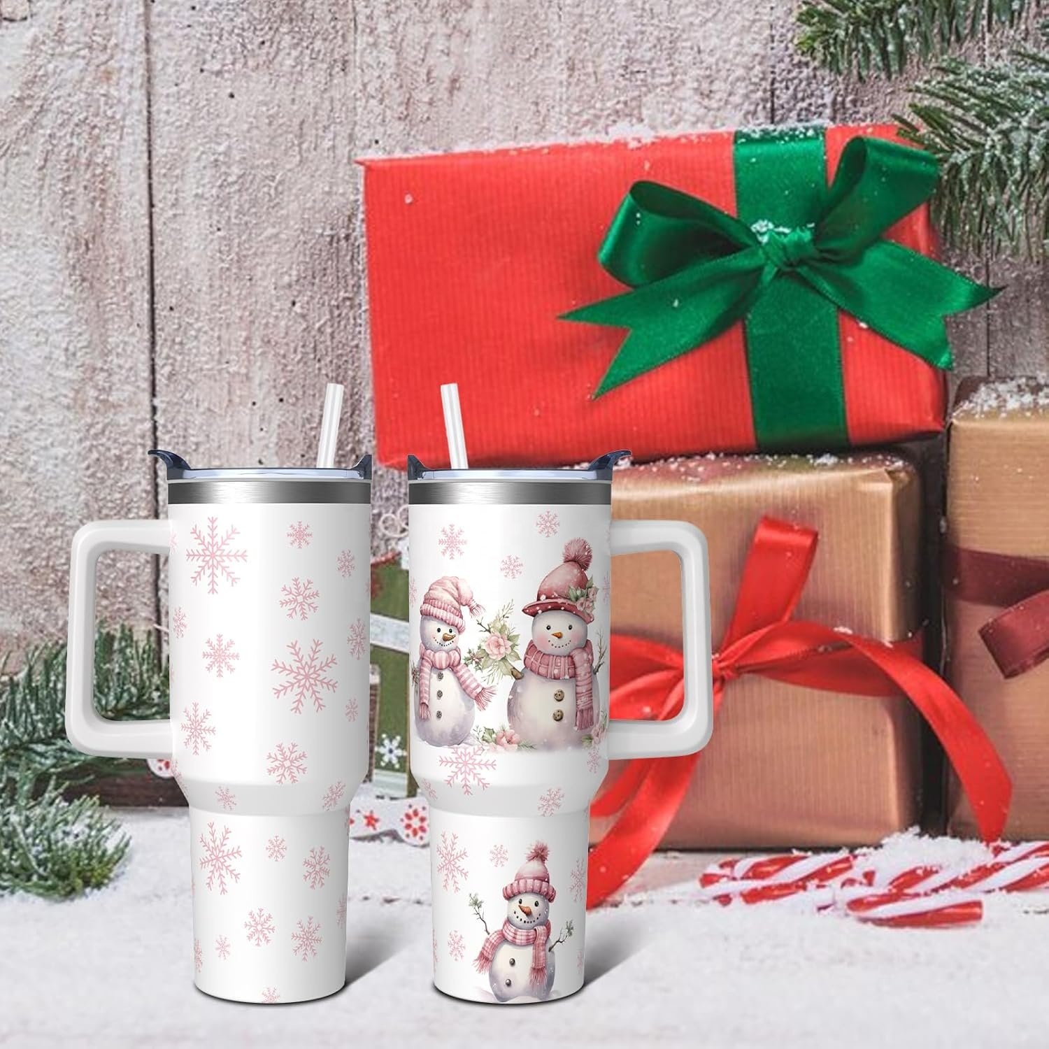 Christmas Nutcracker Stainless Steel Insulated Travel Mugs Coffee Cup Lid Water Bottles 40OZ Handle Tumbler for Holiday Gifts