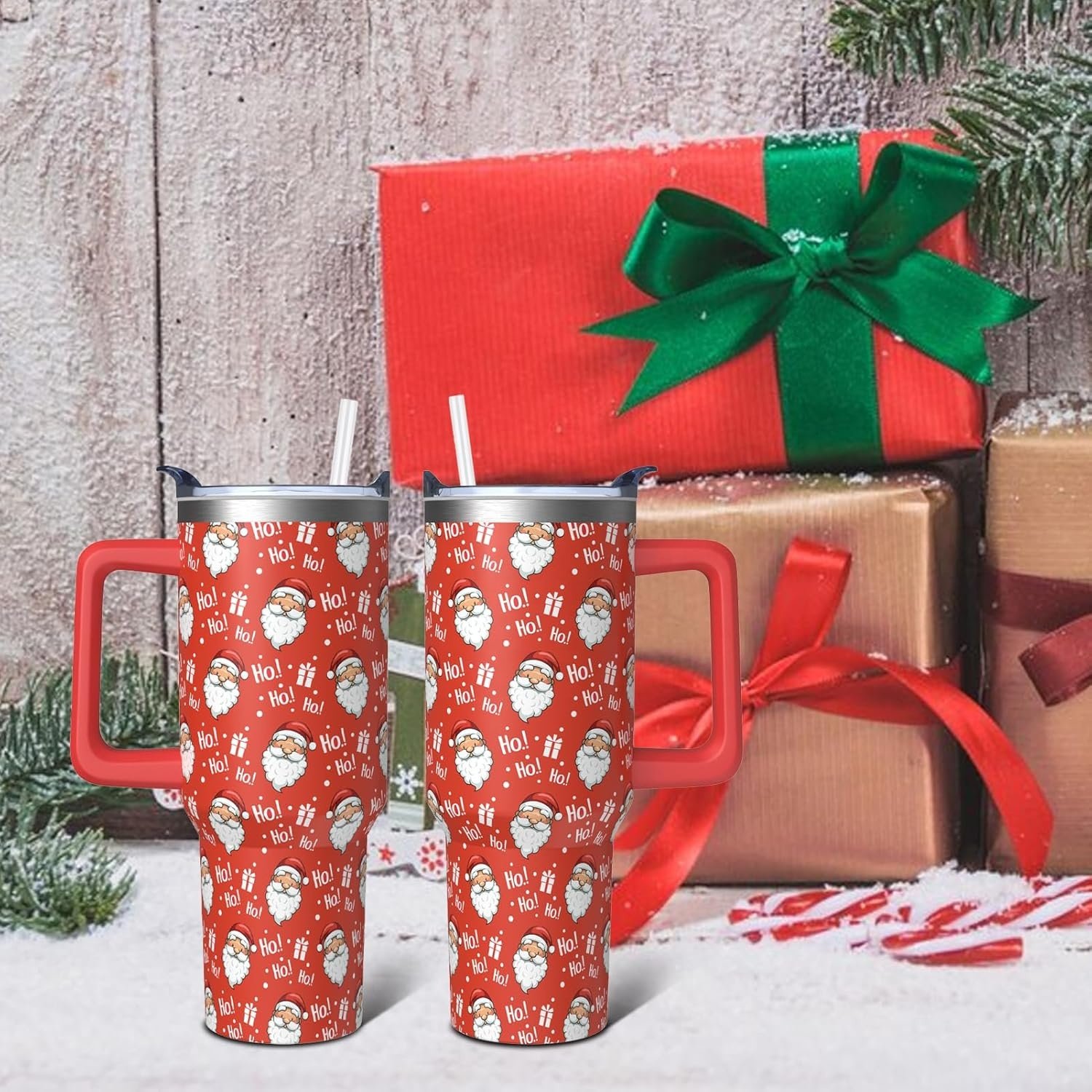Christmas Nutcracker Stainless Steel Insulated Travel Mugs Coffee Cup Lid Water Bottles 40OZ Handle Tumbler for Holiday Gifts