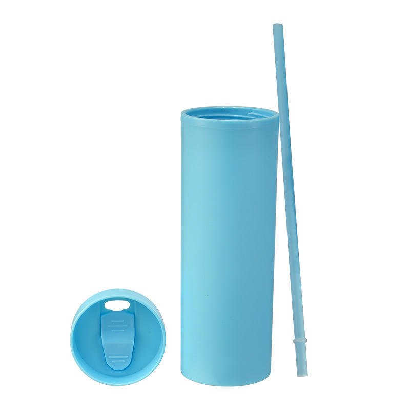 16oz Plastic Tumbler Cups Double Wall with Lid and Straw Mug Insulated Reusable Tumbler Clear Acrylic Tumbler Rubber Cup