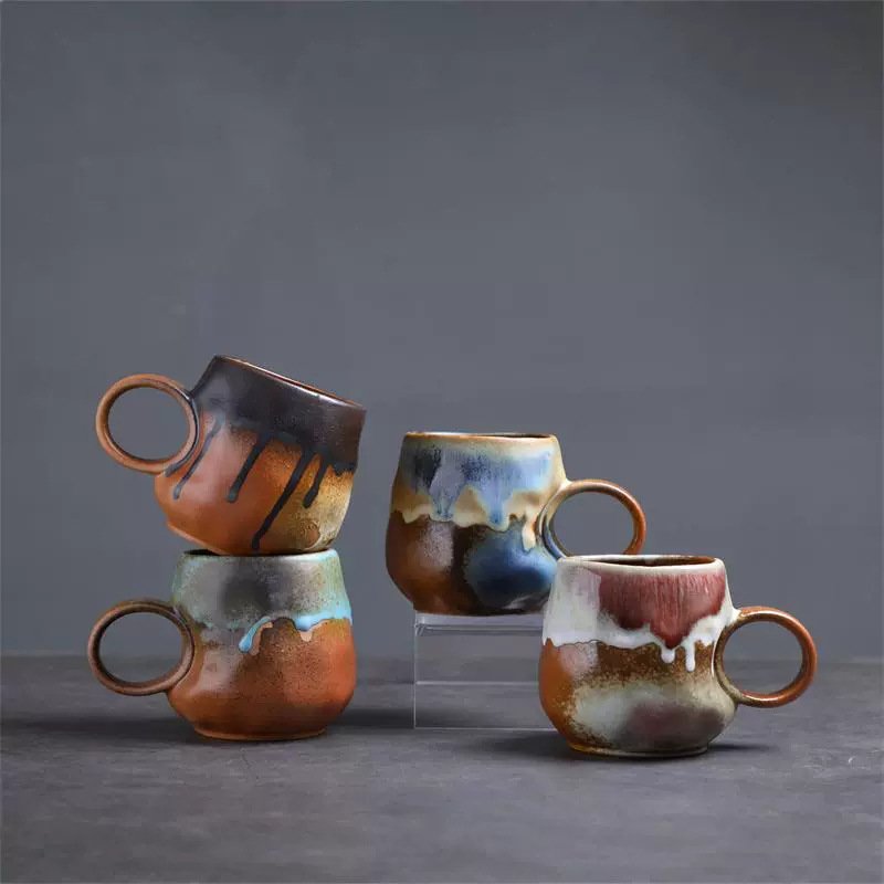 Handmade Vintage Retro ceramic coffee cup creative design irregular water cup restaurant drinkware tea mug for home and office