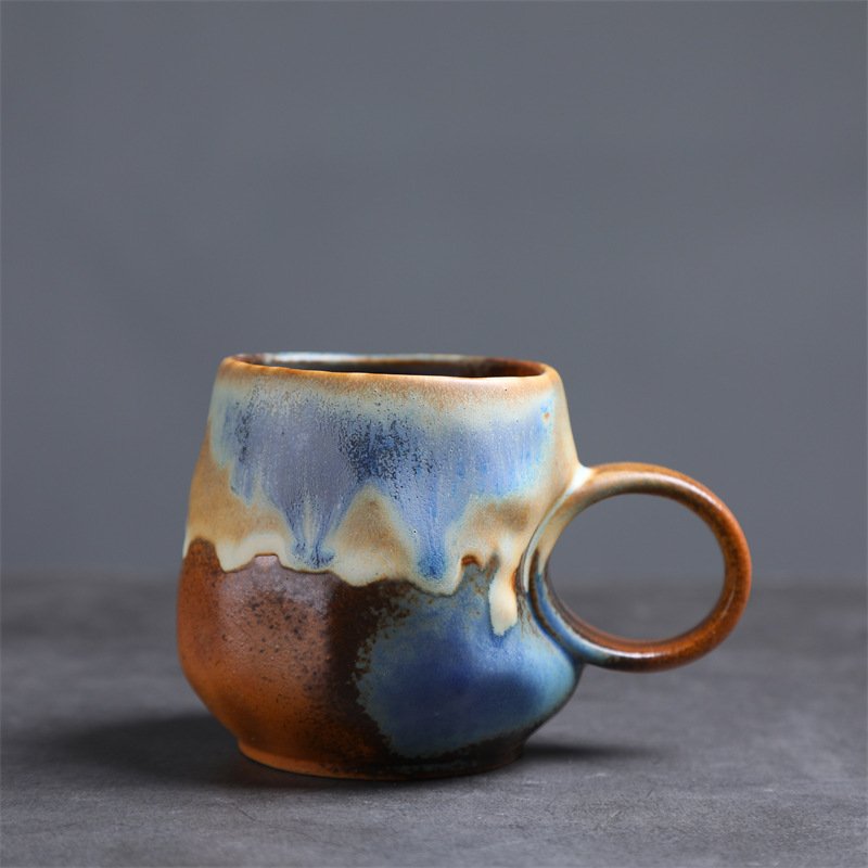 Handmade Vintage Retro ceramic coffee cup creative design irregular water cup restaurant drinkware tea mug for home and office