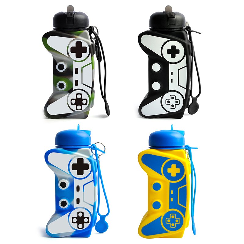 600ml Girls and Boys Gamepad Shape Drinking Bottle Leakproof Reusable BPA Free Kids Water Bottle for Children Drinks