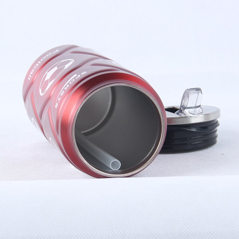 OEM 16oz Cola Beer Soda Can Shape Thermos Vacuum Flask Funny With Pp Straw Lid