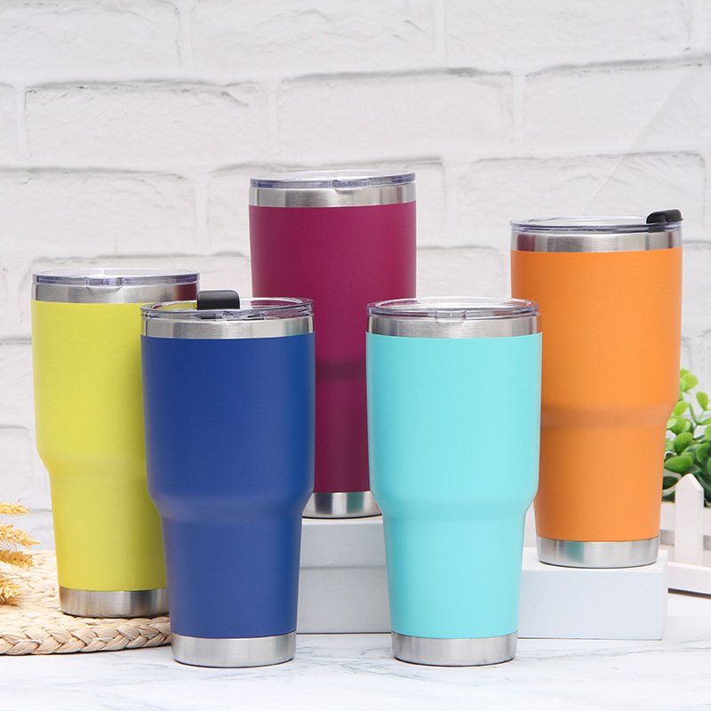 no MOQ 30oz Vacuum Car Travel stainless steel thermos vacuum flask with lid and straw