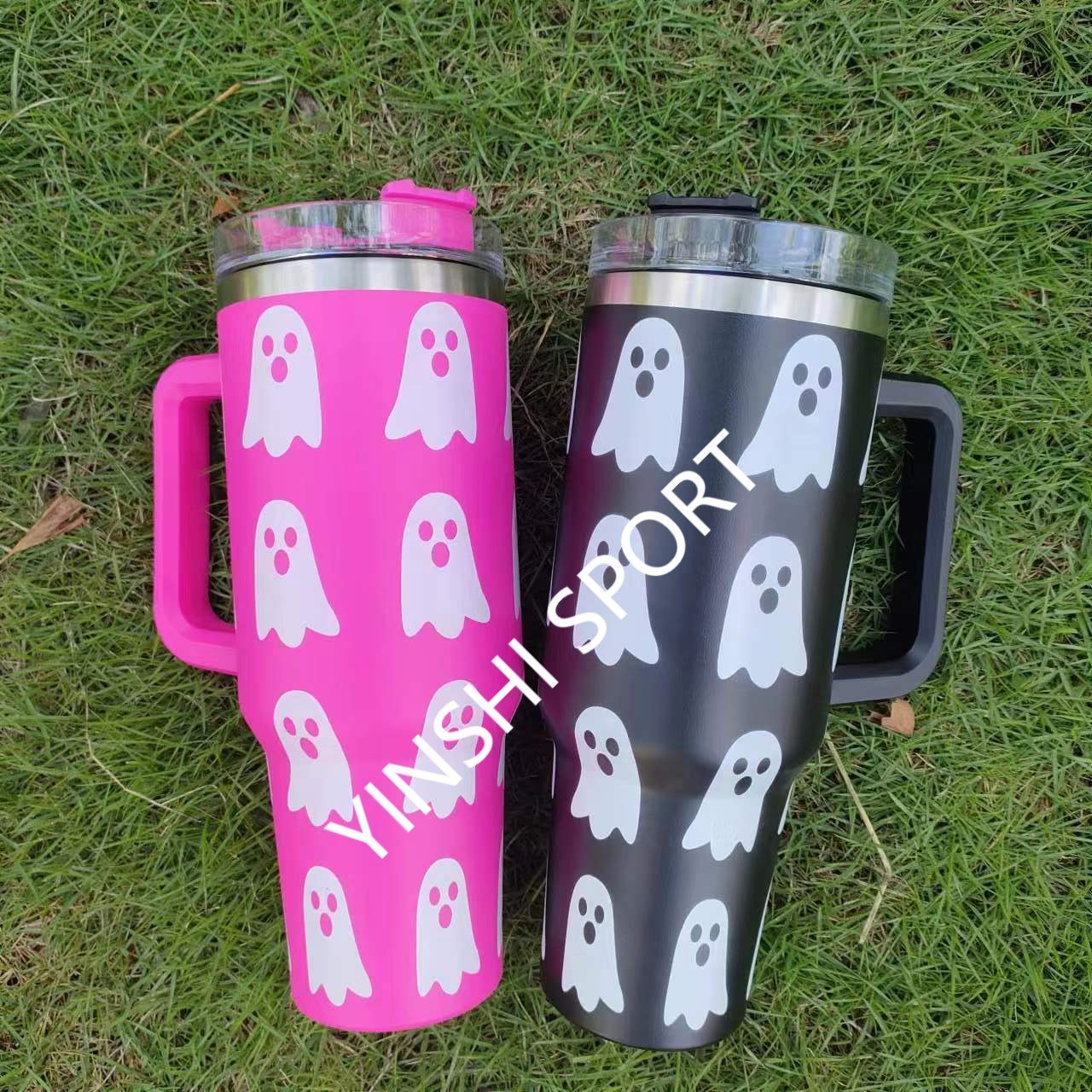 Customized Logo 2024 New 40oz halloween Design Coffee Travel Mug With Handle And Sport Water Bottle