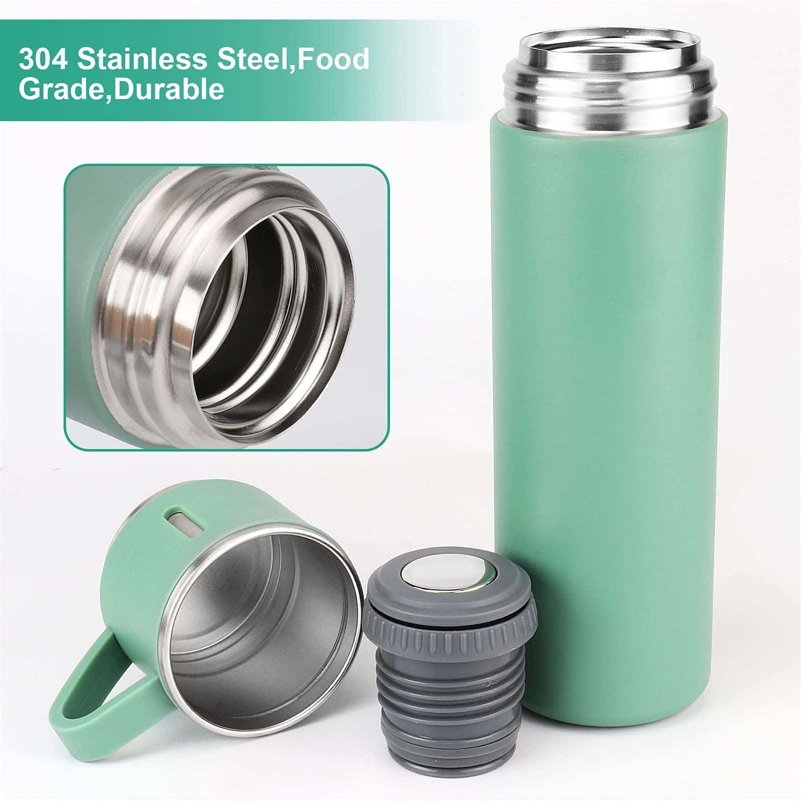 Hot Selling Straight Cup High-grade 304 Stainless Steel Vacuum Thermos Drinking Flask With Three Lid Water Bottle