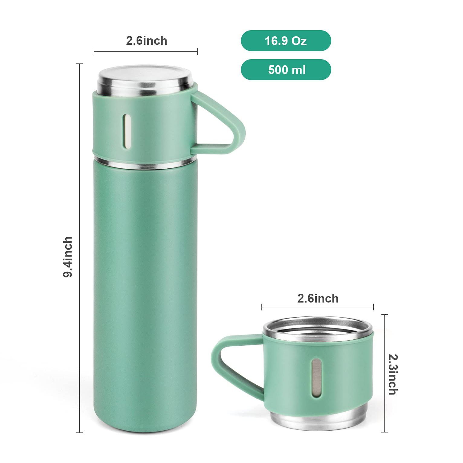 Hot Selling Straight Cup High-grade 304 Stainless Steel Vacuum Thermos Drinking Flask With Three Lid Water Bottle