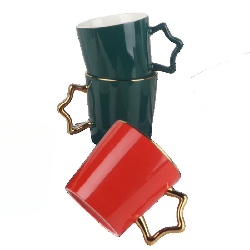 Wholesale Hot Sale Good Quality Red White Ceramic 300ML Cup Mug Holiday Gifts Custom Logo with Handle