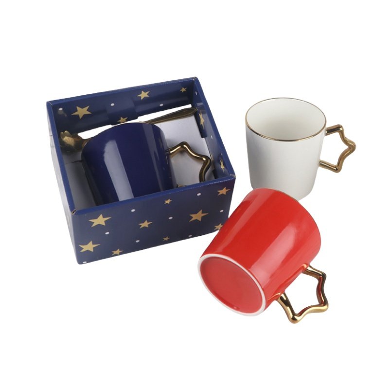 Wholesale Hot Sale Good Quality Red White Ceramic 300ML Cup Mug Holiday Gifts Custom Logo with Handle