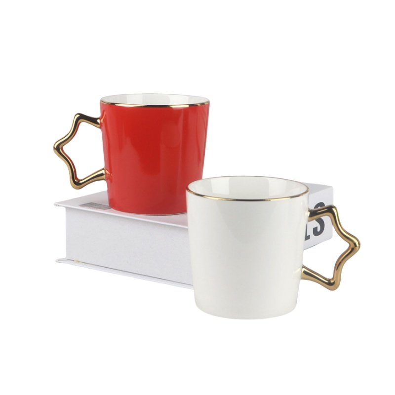 Wholesale Hot Sale Good Quality Red White Ceramic 300ML Cup Mug Holiday Gifts Custom Logo with Handle