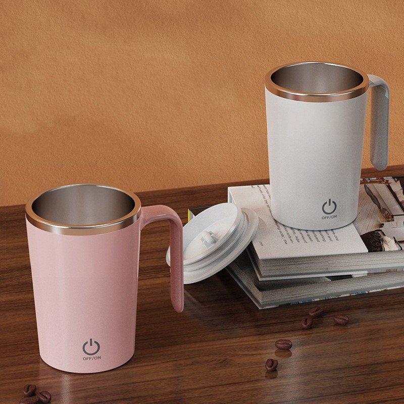 2023 New Custom 380ml Double Wall Vacuum Coffee Cup Stainless Steel Insulated Automatic Self Stirring Magnetic Coffee Mug