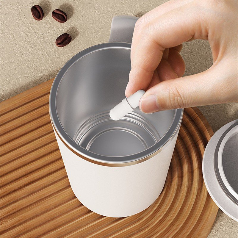 2023 New Custom 380ml Double Wall Vacuum Coffee Cup Stainless Steel Insulated Automatic Self Stirring Magnetic Coffee Mug