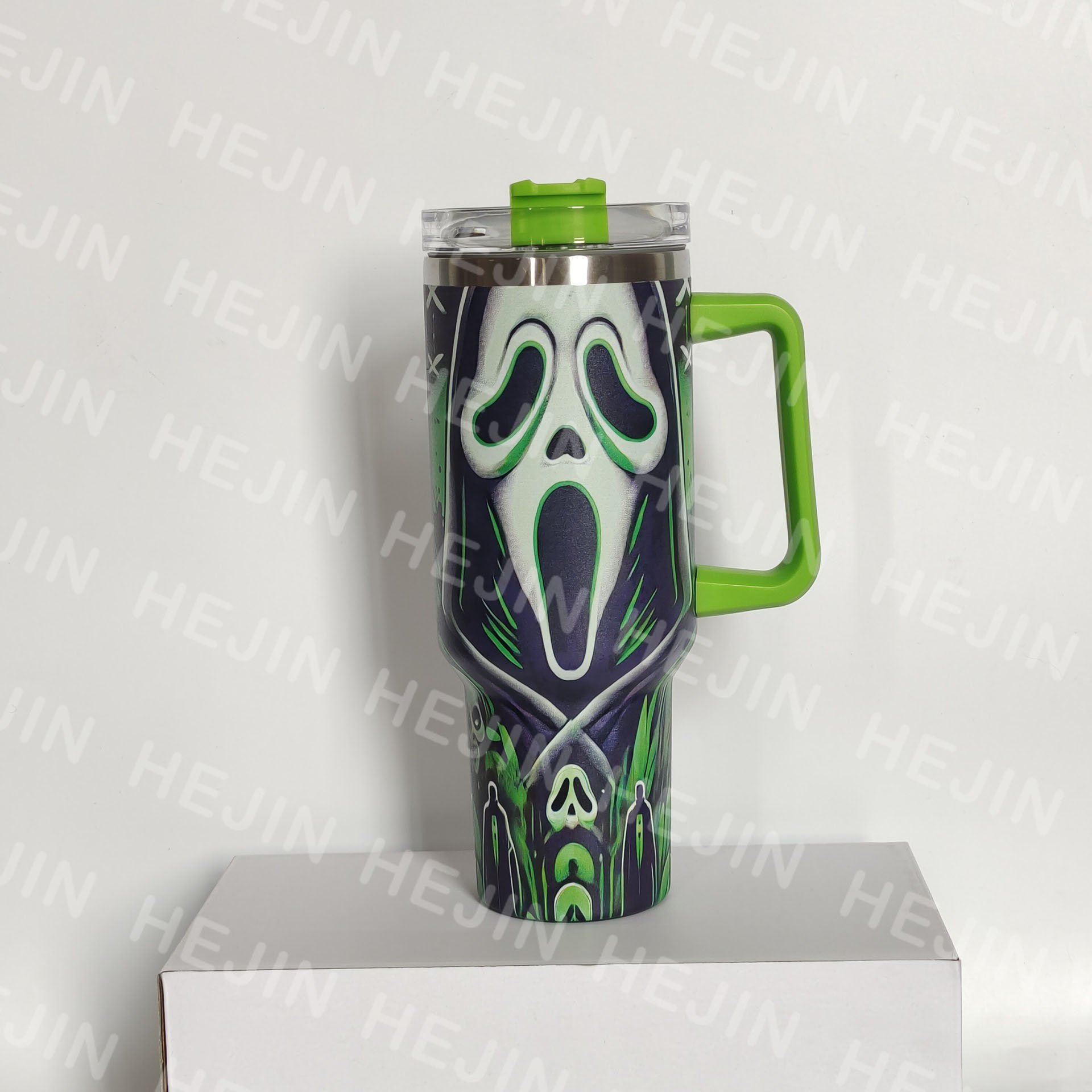 Wholesale hot selling custom 40 oz outdoor 304 stainless steel clown thermos mug with handle and straw