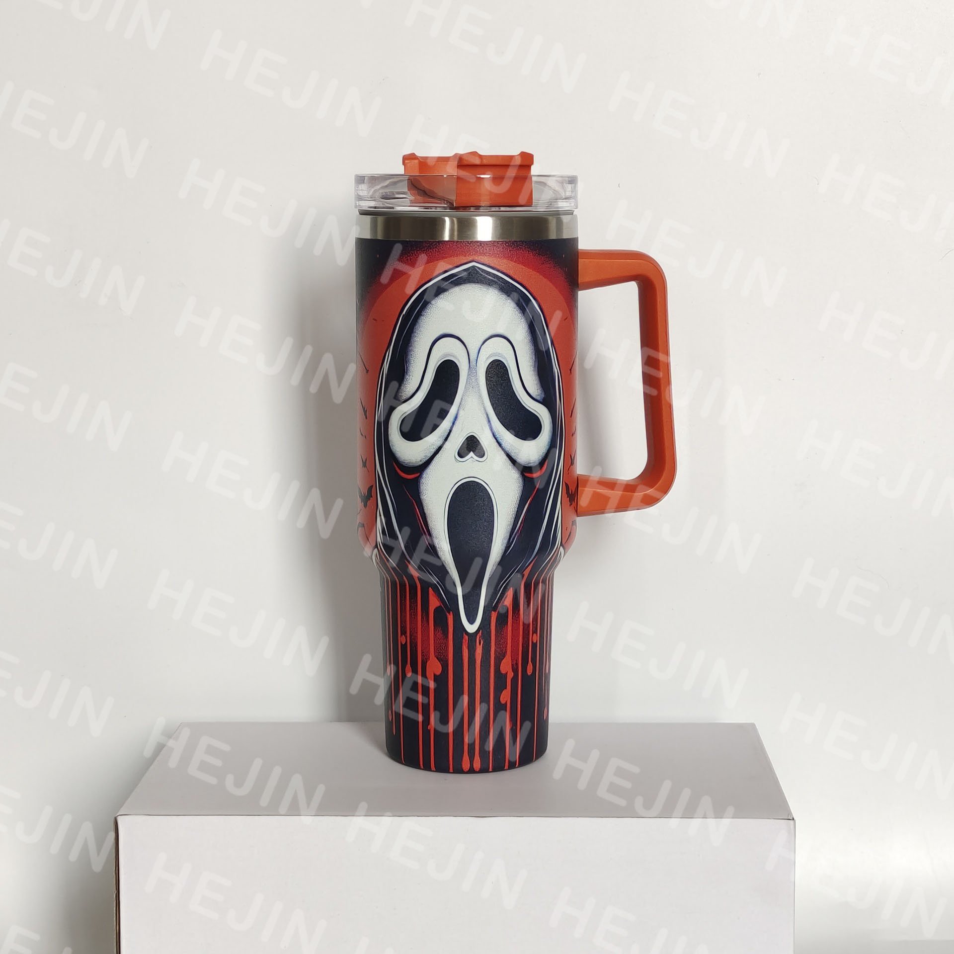 Wholesale hot selling custom 40 oz outdoor 304 stainless steel clown thermos mug with handle and straw