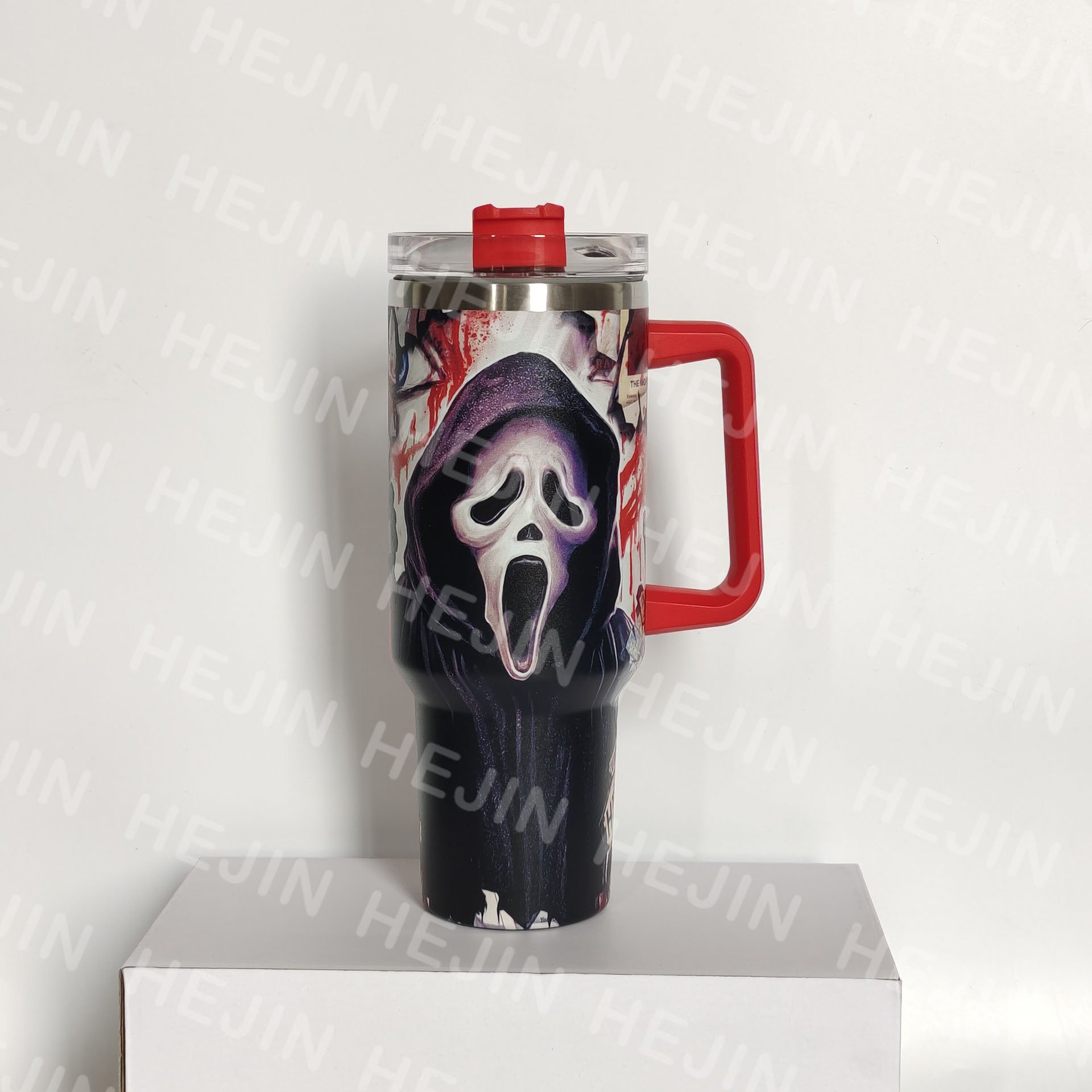 Wholesale hot selling custom 40 oz outdoor 304 stainless steel clown thermos mug with handle and straw