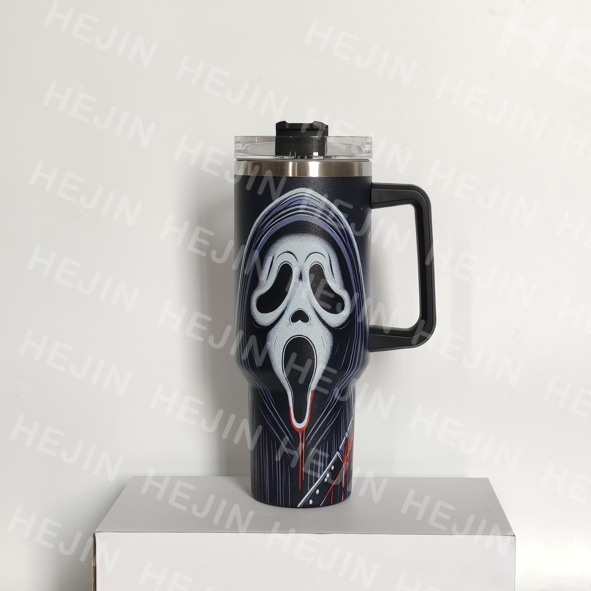 Wholesale hot selling custom 40 oz outdoor 304 stainless steel clown thermos mug with handle and straw
