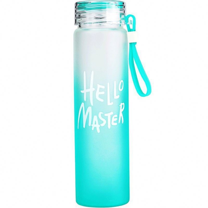 Wholesale Custom Logo Portable Colorful Glass Water Bottle Frosted Drinkware Cheap Glass Camp Water Bottles with Lids