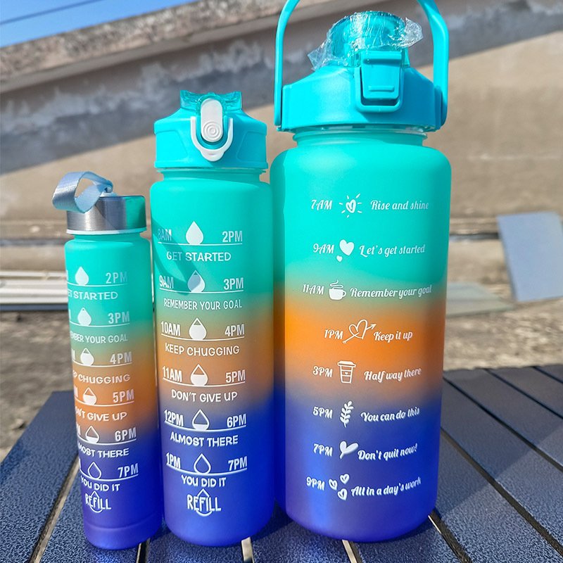 Sports Water Bottle 3pcs/set Motivational Water Bottle For Male Female Set 2000ml 900ml 280ml Portable Reusable Summer Cups