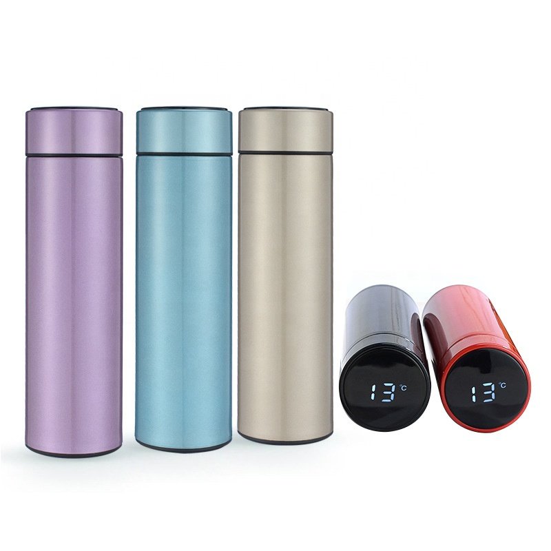 Digital LED temperature display vacuum flasks thermoses gift set stainless steel smart hot water bottle with filter custom logo