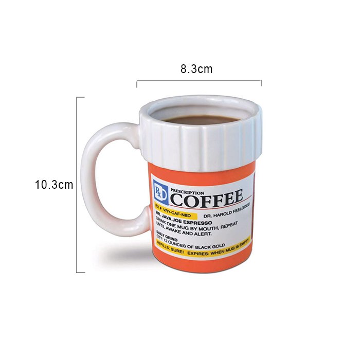 Creative Idea Custom White Medicine Jar Design Porcelain Coffee Mug