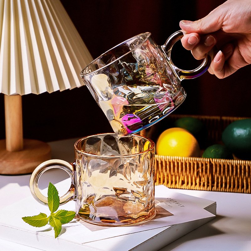 Light Luxury Nordic Creative Water Glass Cup Juice Tea Whiskey Wine Drinking Coffee Mug with Handle Kitchen Drinkware