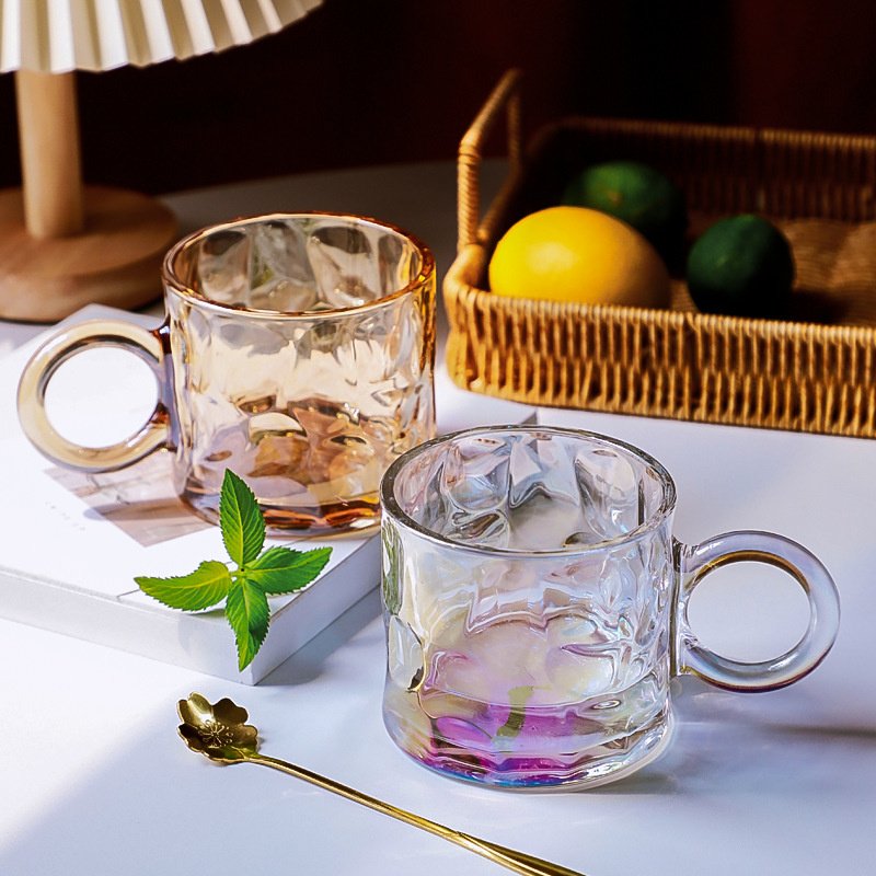 Light Luxury Nordic Creative Water Glass Cup Juice Tea Whiskey Wine Drinking Coffee Mug with Handle Kitchen Drinkware