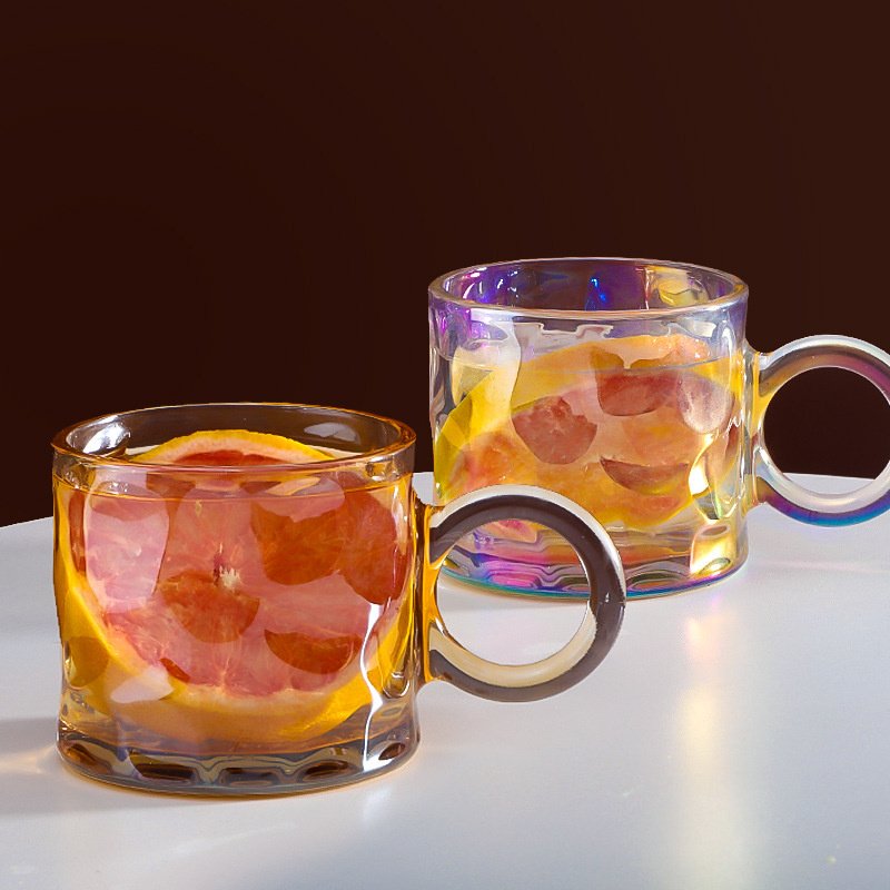 Light Luxury Nordic Creative Water Glass Cup Juice Tea Whiskey Wine Drinking Coffee Mug with Handle Kitchen Drinkware