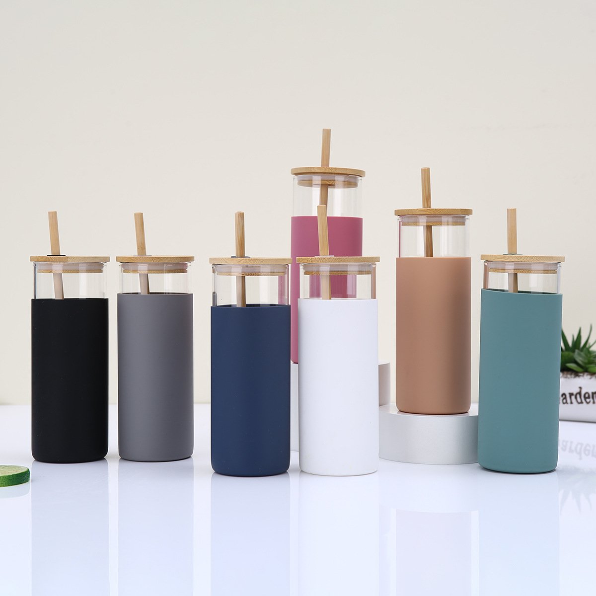 20oz 30oz 40oz wholesale bulk custom rainbow travel bamboo glass sublimation water coffee tumbler cup bottle mug with straw