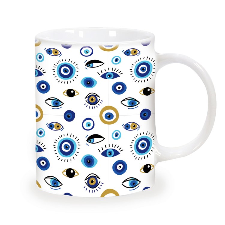 Wholesale custom print tourist souvenir turkish evil eye coffee cups ceramic evil eye mug
