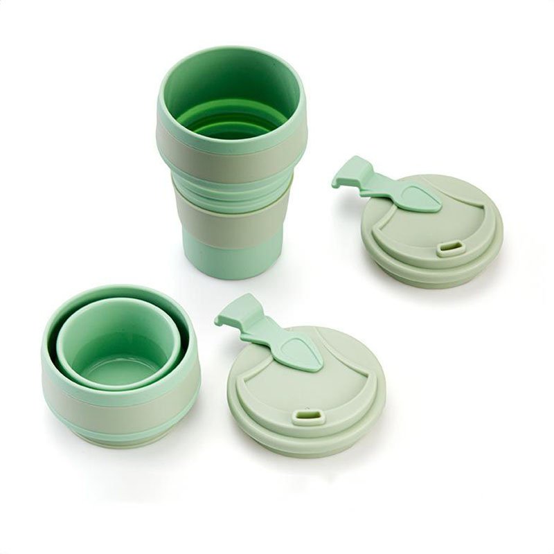 Custom Portable Silicone Foldable Personalized Reusable Folding Travel Coffee Water Cup Folding Outdoor Camping Travel Mug