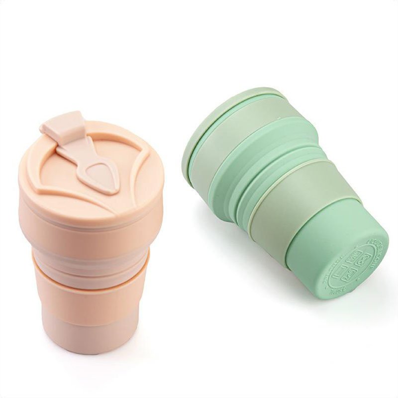 Custom Portable Silicone Foldable Personalized Reusable Folding Travel Coffee Water Cup Folding Outdoor Camping Travel Mug